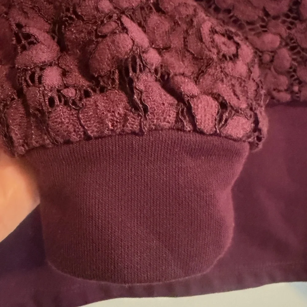 Maeve by Anthropology Elegant Lace overlay Burgundy Top size small